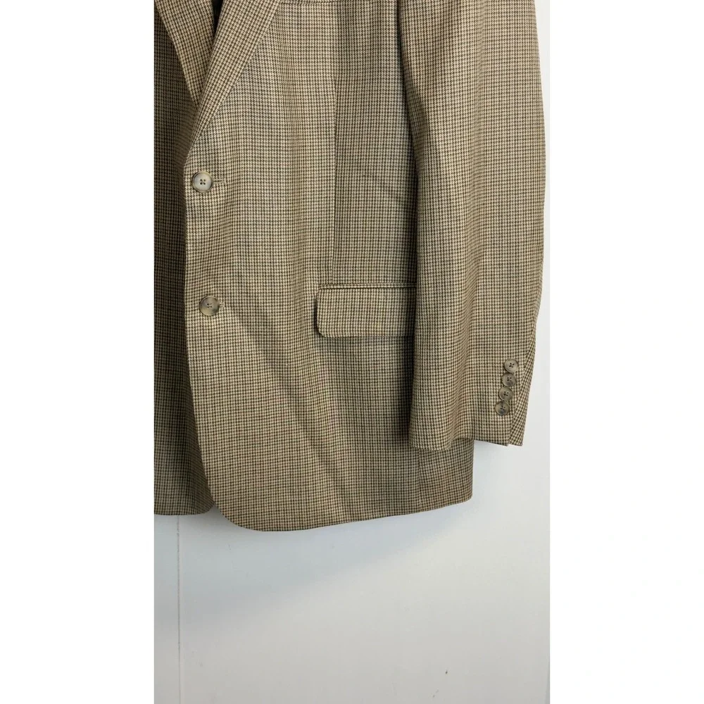 Austin Reed Mens 42R Tan Silk Houndstooth Two Button Blazer Sport Coat Jacket‎